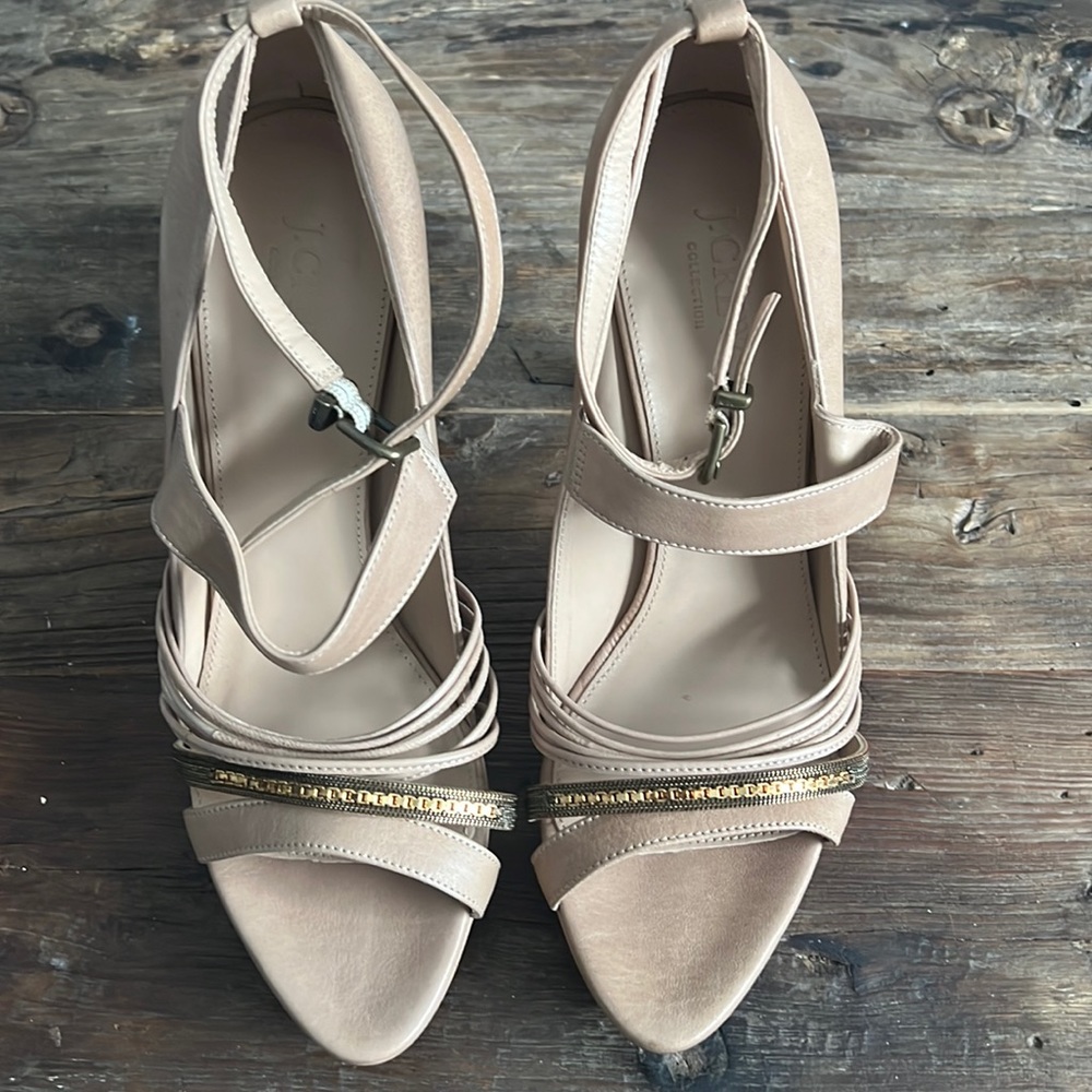 J Crew leather sandal with heel